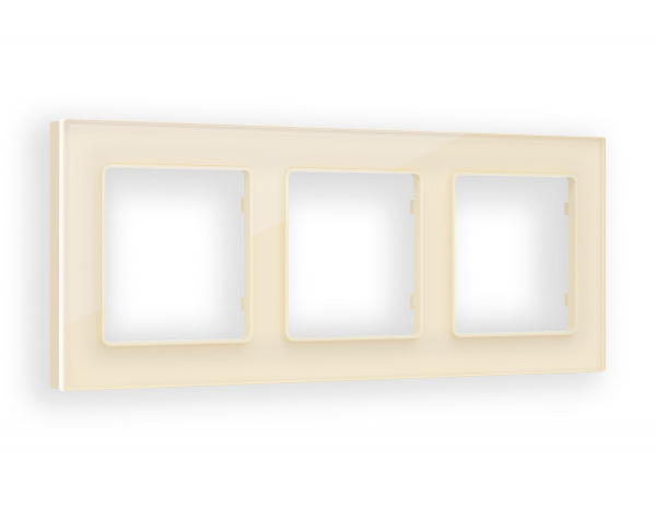 Рамка ALFA Platos (Бежевый Стекло закаленное натуральное) 3-ая AF380303