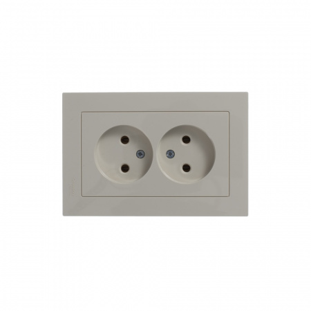 SE AtlasDesign Беж Розетка б/з двойная, 16А, в сборе