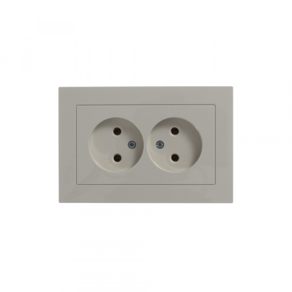 SE AtlasDesign Беж Розетка б/з двойная, 16А, в сборе