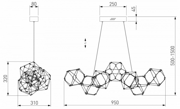 Подвесной светильник 90368/7 черный жемчуг Eurosvet Uma