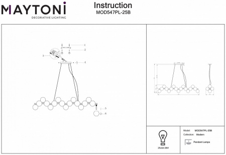 Подвесной светильник Modern MOD547PL-25B Maytoni Dallas