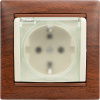 Legrand Valena Крем Розетка 1-ая с/з с крышкой и защитными шторками IP44 (к простой рамке)