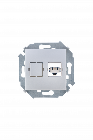 Simon 15 Алюминий Розетка ТЛФ 1-аяRJ11, винт.зажим