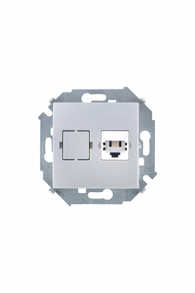 Simon 15 Алюминий Розетка ТЛФ 1-аяRJ11, винт.зажим