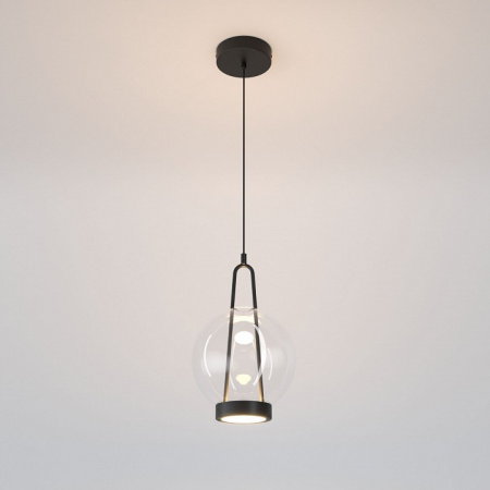 Подвесной светодиодный светильник со стеклянным плафоном 50267/1 LED черный Eurosvet Frasco