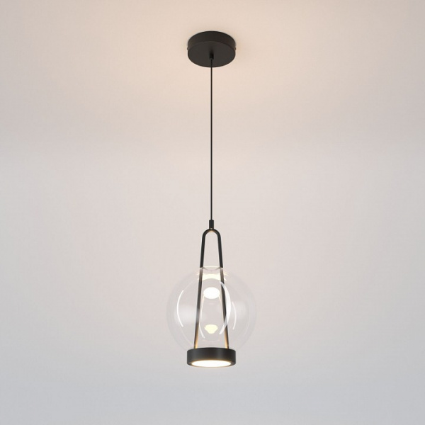 Подвесной светодиодный светильник со стеклянным плафоном 50267/1 LED черный Eurosvet Frasco