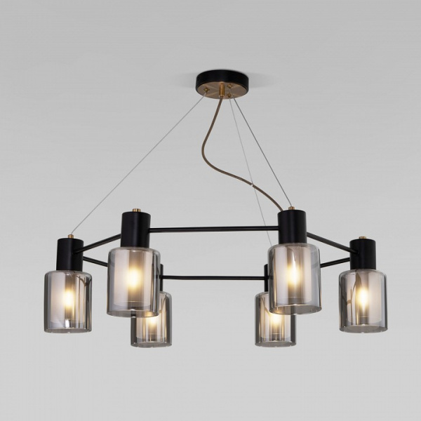 Подвесной светильник со стеклянными плафонами 70219/6 черный/античная бронза Eurosvet Notion