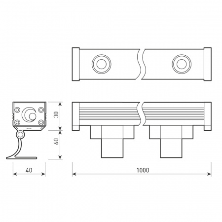 Линейный прожектор AR-LINE-1000-12W Warm3000 (GR, 15x60 deg, 230V) (Arlight, IP65 Металл, 3 года)