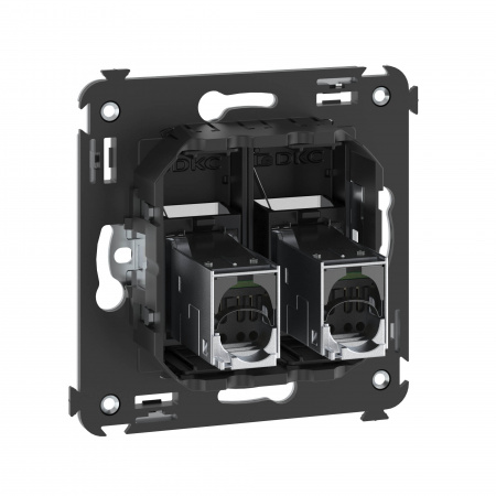 DKC Avanti Черный матовый Компьютерная розетка RJ-45 двойная  категория 6 экранированная