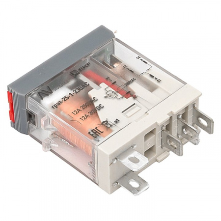 EKF Averes Реле промежуточное с кнопкой и мех. Индикацией RPAt 25/1 12A 230В AC