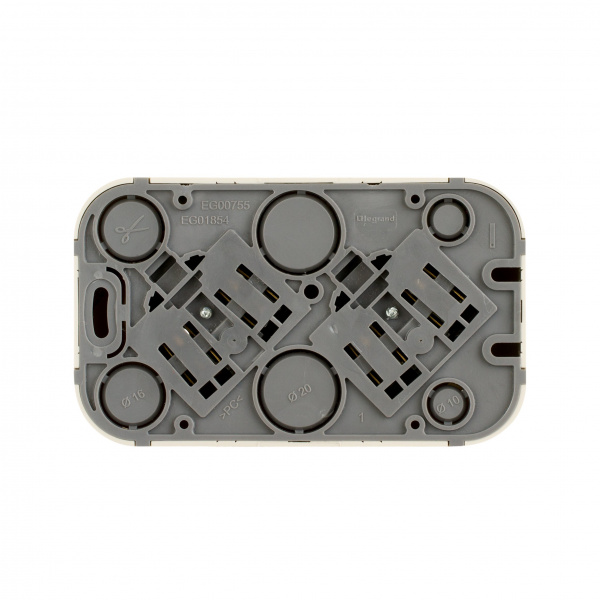 Legrand Quteo IP 20 Слоновая кость Розеточный блок с предварительным подключением 2 x 2К+З без шторок - 16 A - 250 В~