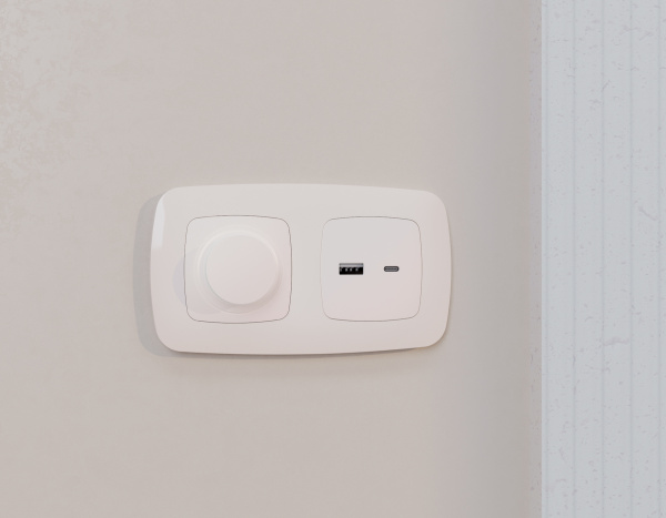 Лицевая панель OMEGA (Жемчуг) для розетки 2USB тип A+C QUANT OP2110