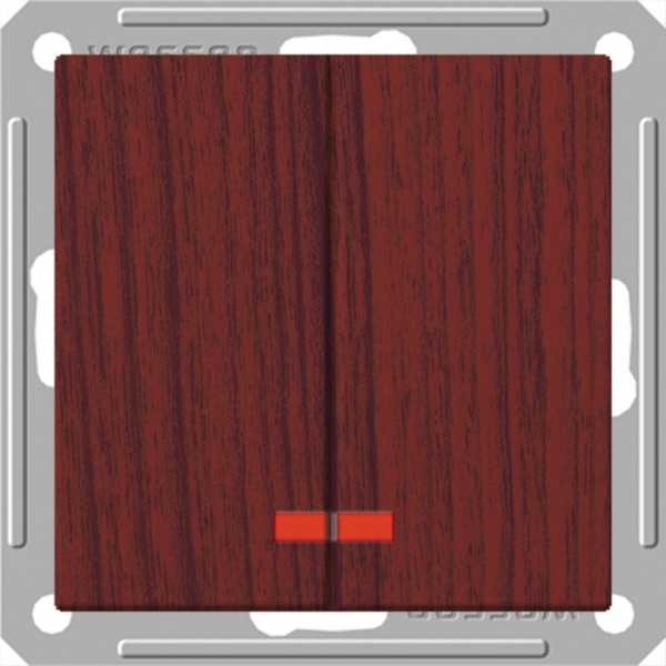 SE Wessen 59 Мореный дуб Выключатель 2-клавишный с подсветкой 16А (сх.5)