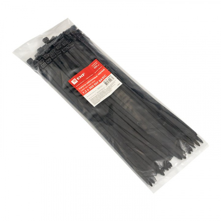EKF Basic Хомут нейлоновый черный (7,2х350) (100шт.)