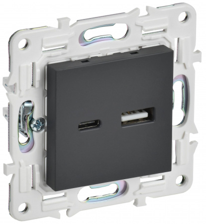 IEK SKANDY Графит Розетка USB A+C 18Вт SK-R13G