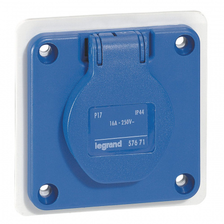 Legrand Розетка нем.ст. 16А 2К+З 230В IP44 син.75х75 без шторок