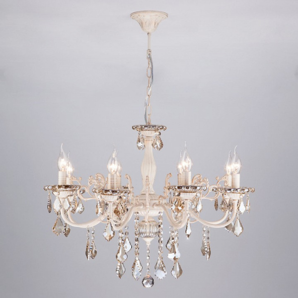 Люстра с хрусталем 3281/8 белый с золотом Eurosvet Elisha