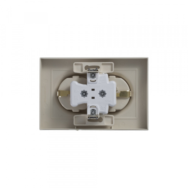 SE AtlasDesign Беж Розетка с/з двойная, 16А, в сборе