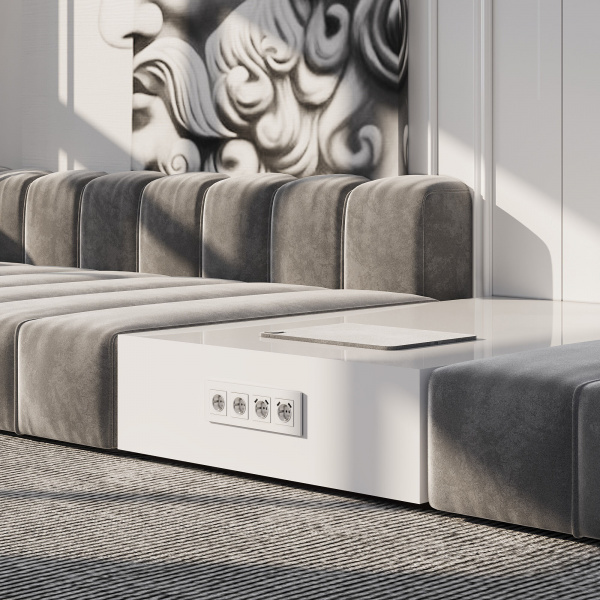 Рамка из поликарбоната на 4 поста Slab белый софт W0042961