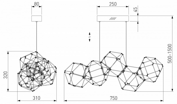 Подвесной светильник 90368/5 черный жемчуг Eurosvet Uma