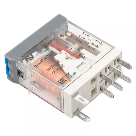 EKF Averes Реле промежуточное с кнопкой и мех. Индикацией RPAt 22/2 8A 24В DC