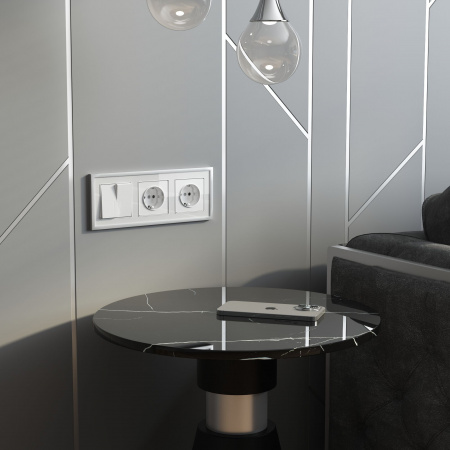 Розетка с заземлением (белый акрил) W1171041