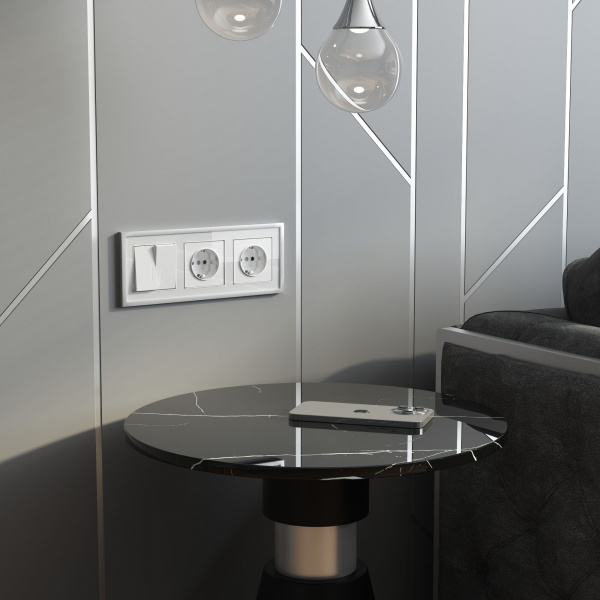 Розетка с заземлением (белый акрил) W1171041