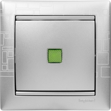 Legrand Valena Алюминий Выключатель 1-клавишный с подсветкой