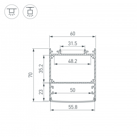 Профиль LINE-6070-3000 ANOD (Arlight, Алюминий)