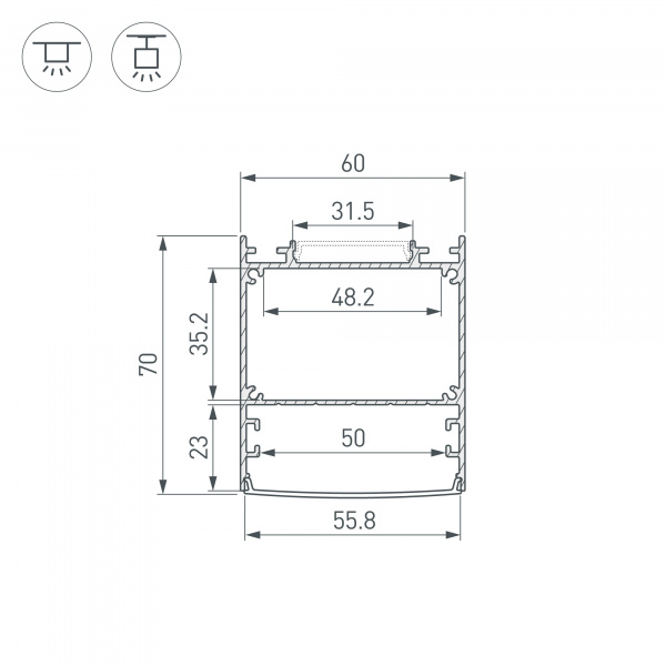 Профиль LINE-6070-3000 ANOD (Arlight, Алюминий)