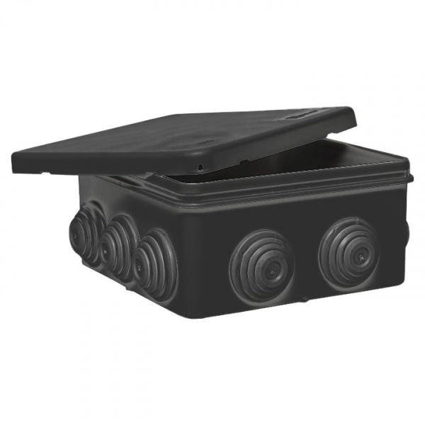 EKF Коробка распределительная КМР-030-014 с крышкой (100х100х50), 10 мембр. вводов чёрная IP55