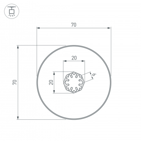 Arlight Профиль SL-ROUND-D70-360deg-2000 ANOD (Алюминий)