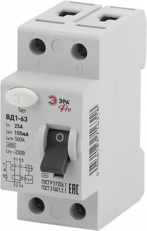 ЭРА NO-902-56 Pro Устройство защитного отключения УЗО ВД1-63 1P+N 25А 100мА