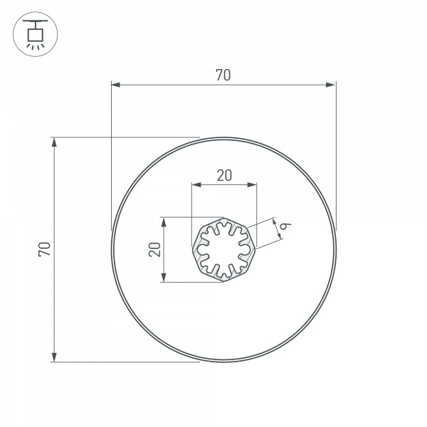 Arlight Профиль SL-ROUND-D70-360deg-2000 ANOD (Алюминий)
