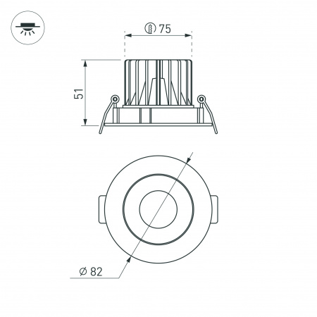 Светильник MS-FORECAST-BUILT-TURN-R82-8W Warm3000 (WH-WH, 32 deg, 230V) (Arlight, IP20 Металл, 5 лет)