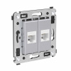 DKC Avanti Компьютерная розетка RJ-45 без шторки в стену, кат.6 двойная, Закаленная сталь