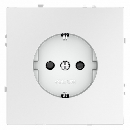 Розетка встраиваемая VOLTUM S70 с заземлением и защитными шторками, 16А, (белый матовый)