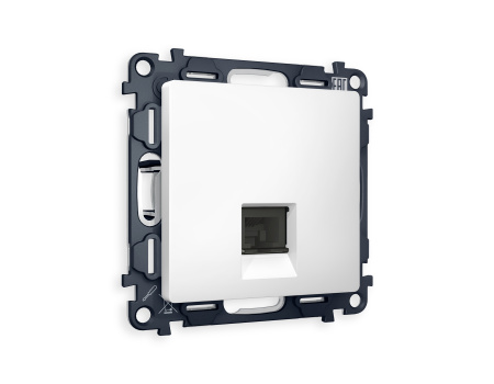 Комплект механизма телефонной розетки ALFA MA132030 Белый матовый RJ-11(4P4C) с защитной шторкой QUANT