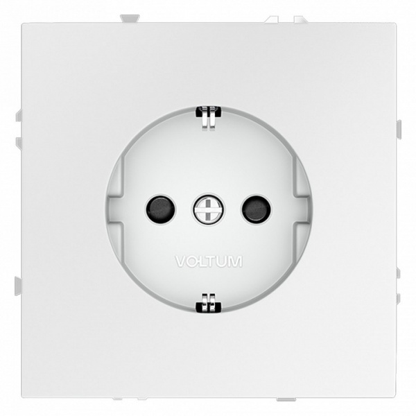 Розетка встраиваемая VOLTUM S70 с заземлением и защитными шторками, 16А, (белый матовый)