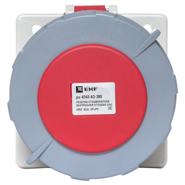 EKF PROxima Розетка стационарная внутренняя угловая 4342 3Р+РЕ 63А 380В IP67