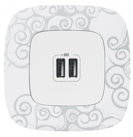 Legrand Valena ALLURE Бел Розетка 2-ая USB 240В/5В 1500мА (с лицевой панелью)