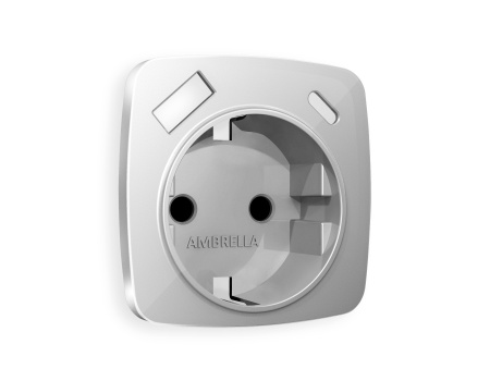 Лицевая панель OMEGA (Серебро глянец) для электрической розетки с заземлением со шторками 2USB A+C QUANT OP4100