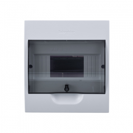 SE EASY 9 Корпус навесной с прозрачной дверью 1ряд/8мод, IP40, IK07, 63А, 2 клеммы