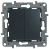 Legrand Etika Антрацит Переключатель 2-клавишный с подсветкой, 10А, авт. клем