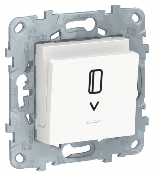 SE Unica New Бел Выключатель карточный, с подсветкой, 10А