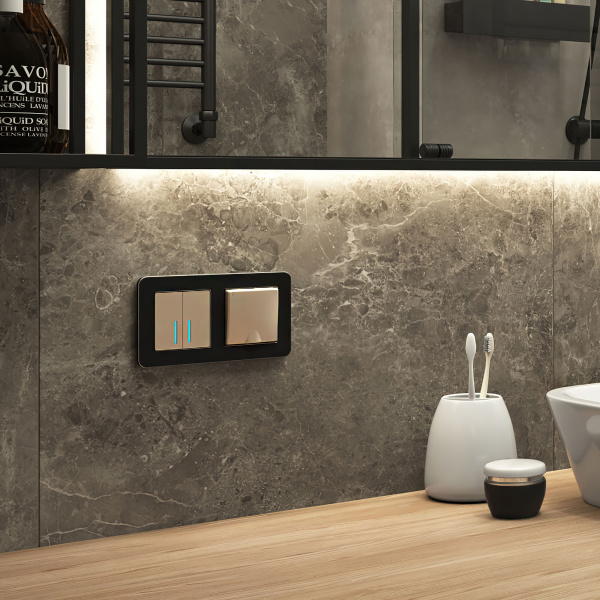 Рамка из металла на 2 поста Platinum черный W0022608