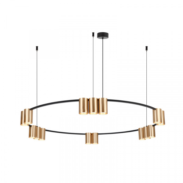 DK4067-BK+SG Подвесной светильник ORBIT, IP20, 15xGU10 LED, до 15 Вт, черный + сатинированное золото, алюминий