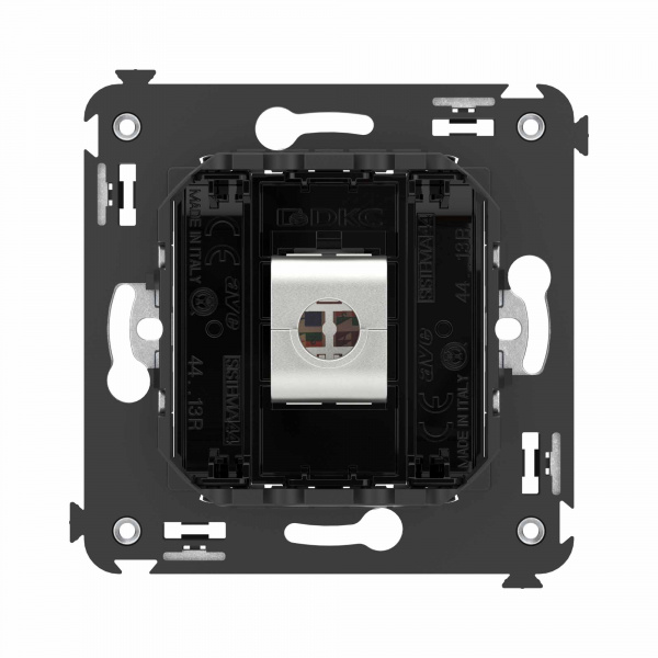 DKC Avanti Компьютерная розетка RJ-45 без шторки в стену, кат.6А одинарная экранированная, Черный квадрат