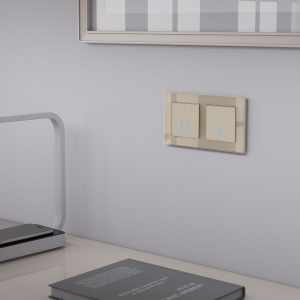 Сенсорный выключатель одноклавишный с подсветкой (шампань) W4510111
