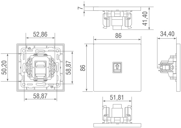 Donel Компьютерная розетка RJ45 cat.6/ClassE, белый, серия N96, DT161WH